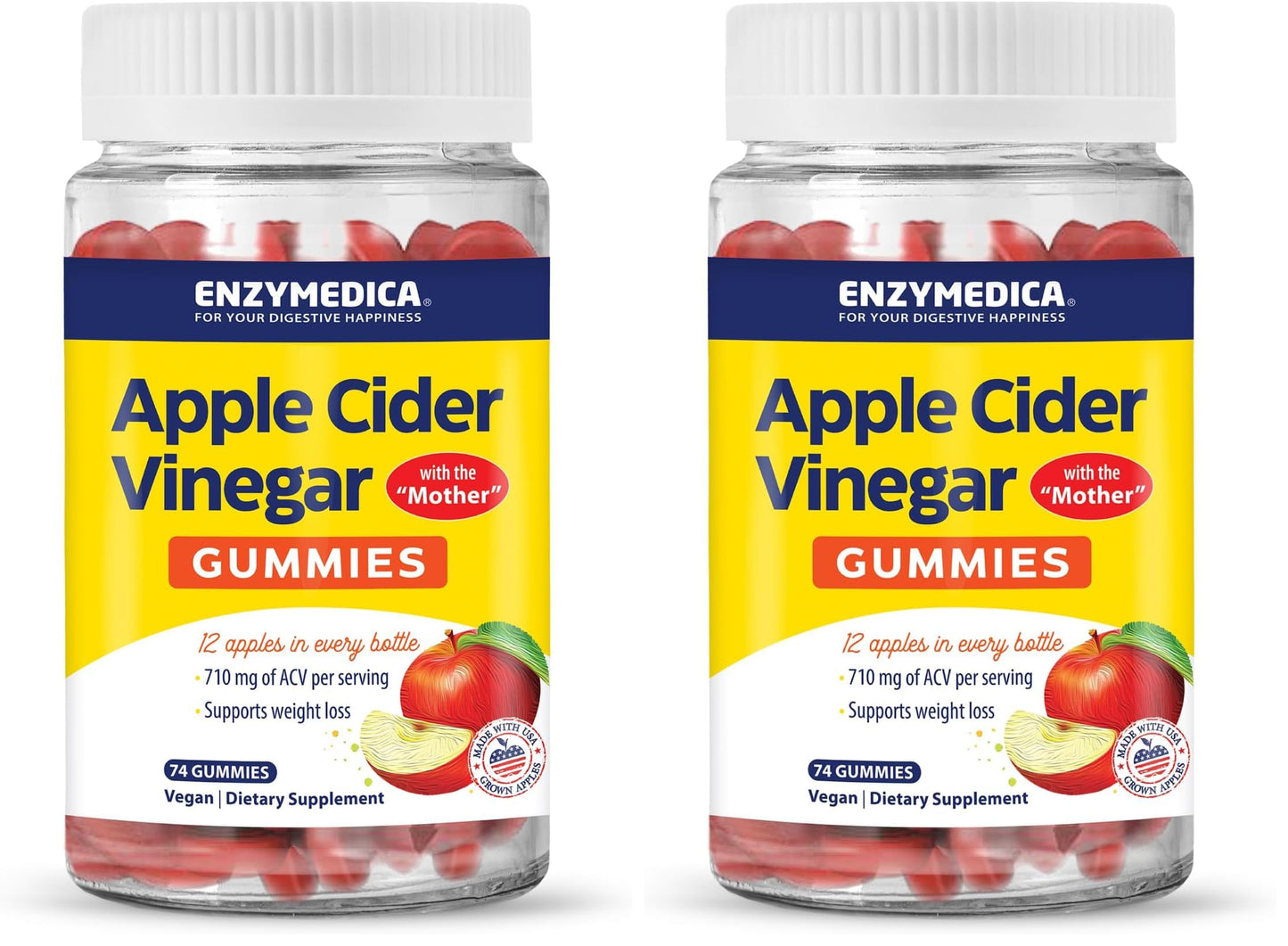 Enzymedica Apple Cider Vinegar Gummies with the Mother & Vitamin B12