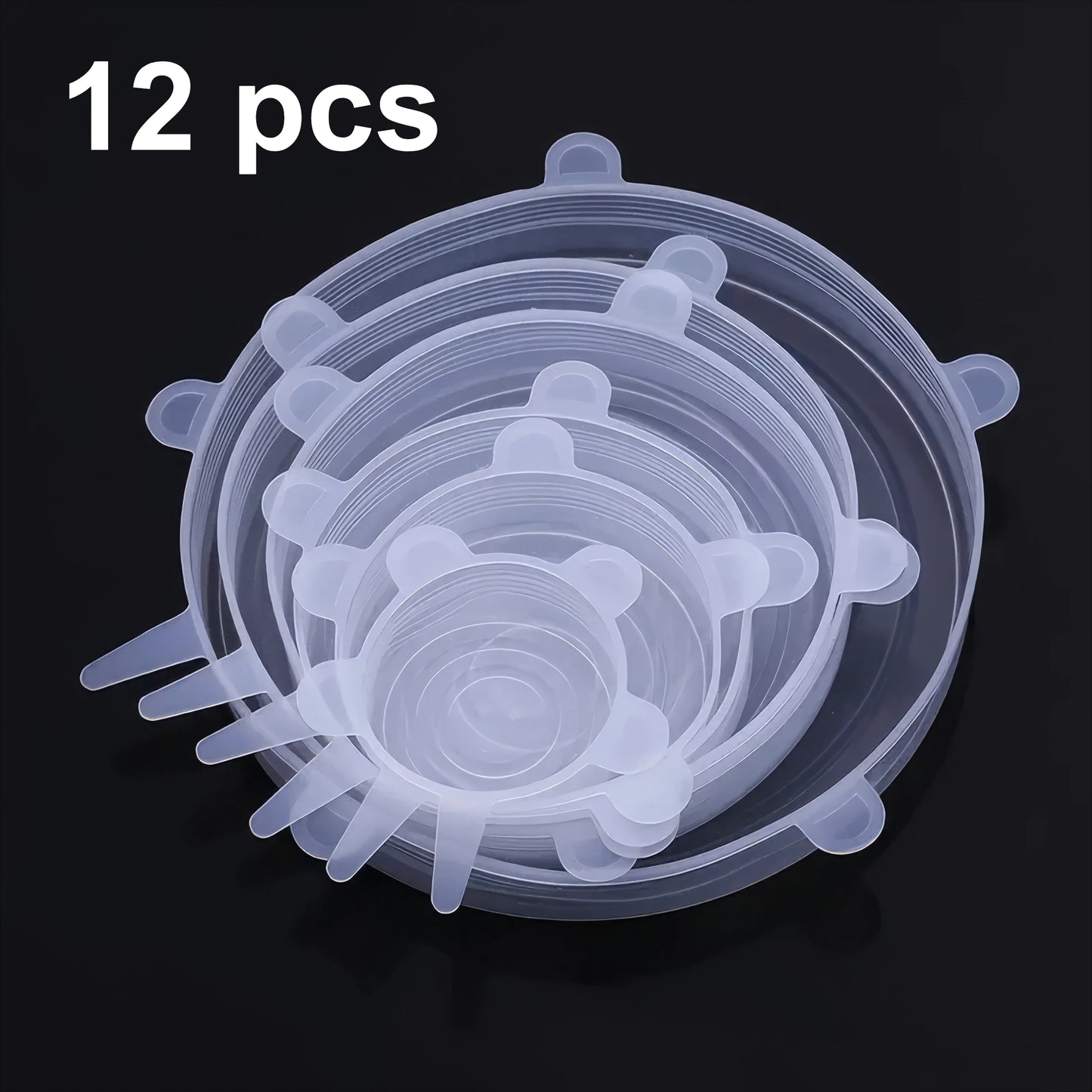 6/12/18 Piece Set of Silicone Fresh-keeping Cover in White, Reusable, Suitable for Refrigerators and Various Scenarios