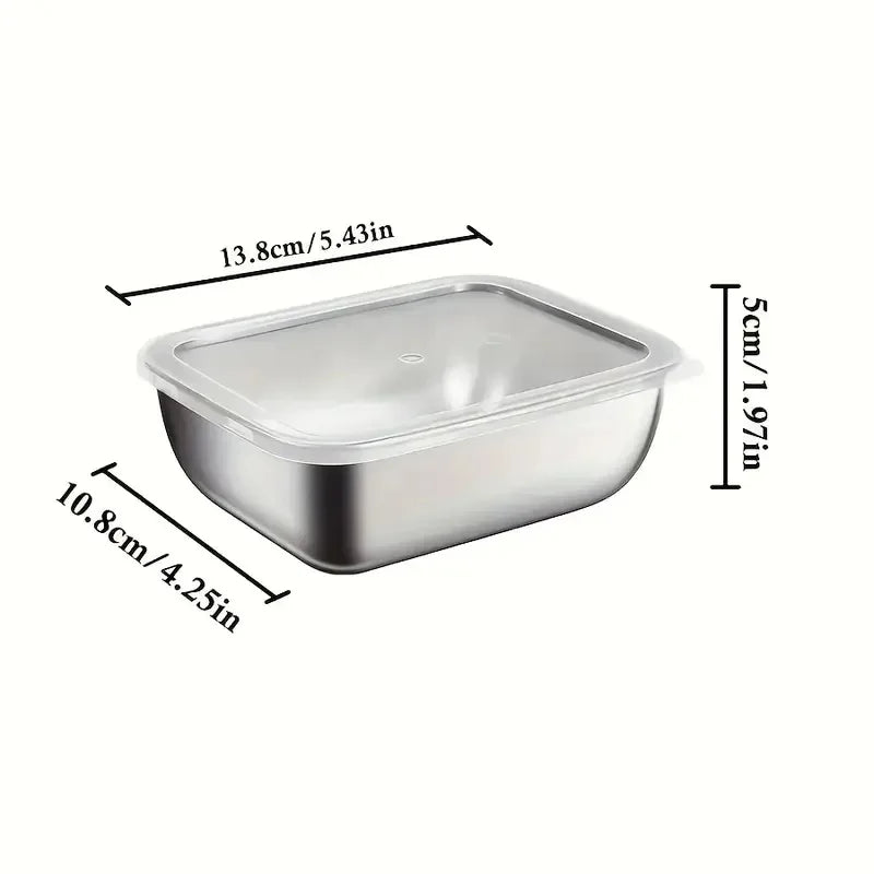 5PCS Stainless Steel Food Storage Containers Stackable Meal Prep Lunch Boxes for Kitchen Fridge Travel Kitchen Storage Solution