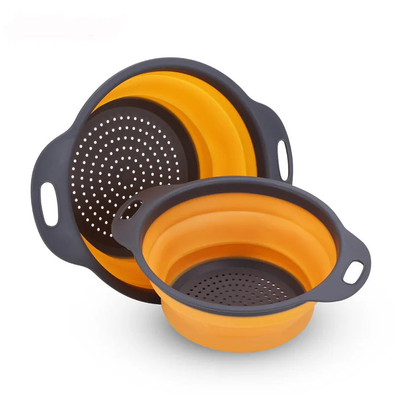Silicone Vegetable and Fruit Cleaning and Drainage Basket Cleaning Basket 1PCS Folding Water Filter Net Kitchen Gadgets