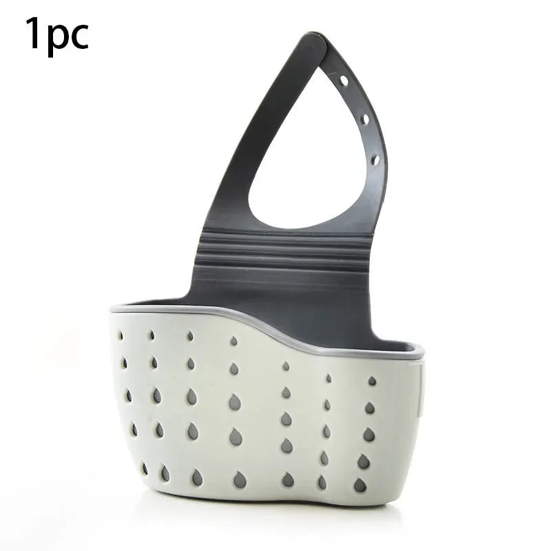 Adjustable Kitchen Sink Draining Hanging Basket Rubber Sink Bag Soap Sponge Shelf Faucet Holder - Bathroom Accessory