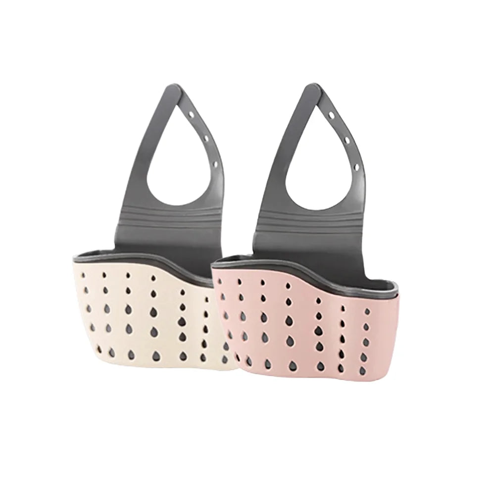 Home Storage Drain Basket Kitchen Sink Holder Adjustable Soap Sponge Shlf Hanging Drain Basket Bag Kitchen Accessories 2030