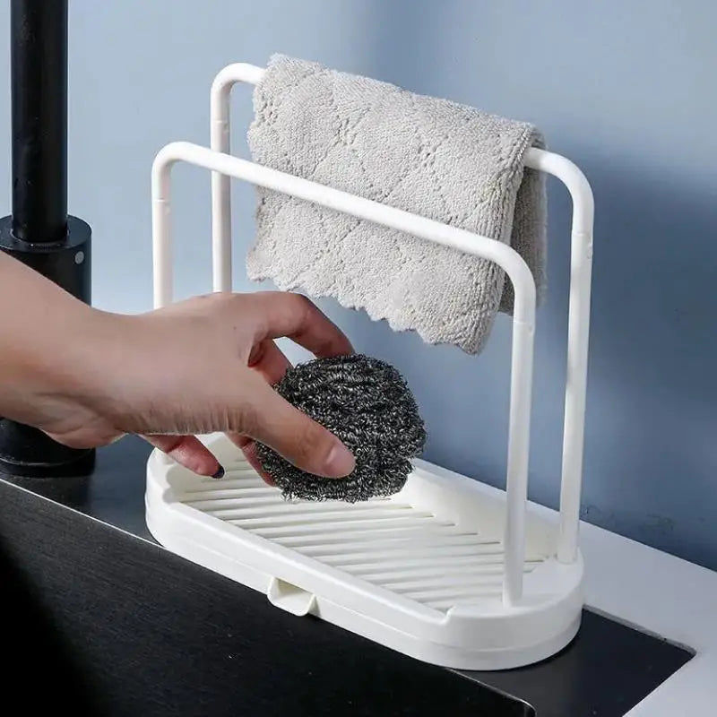Kitchen Cloth Rack, Double-Layer Dishwashing Cloth Drain Rack, Sink Storage Rack, Countertop Sponge Steel Wire Ball Storage Rack - MEALTONES