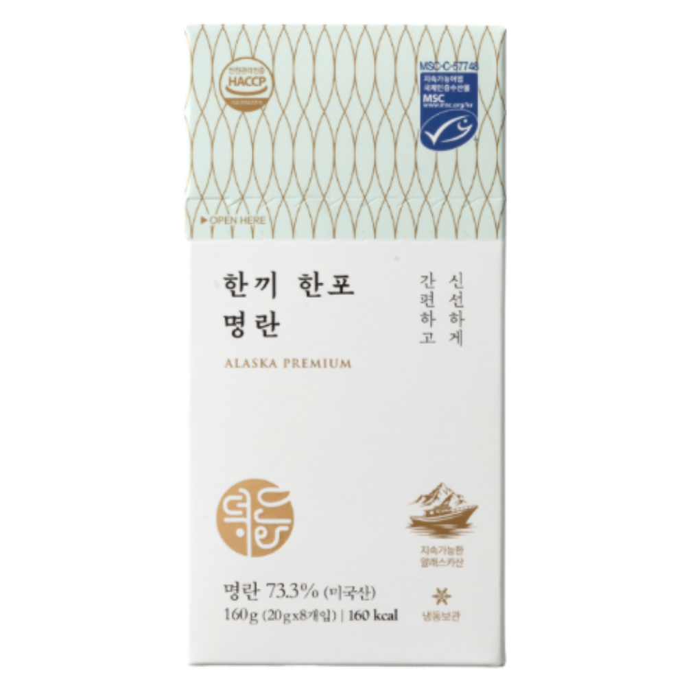 Deokhwa Alaska One-Meal Pollock Roe Sticks 덕화 알라스카 한끼한포 명란 160g 1pack ( 20g X 8ea)