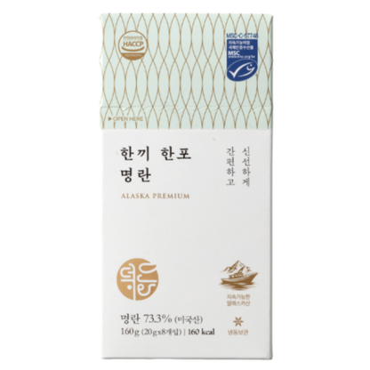 Deokhwa Alaska One-Meal Pollock Roe Sticks 덕화 알라스카 한끼한포 명란 160g 1pack ( 20g X 8ea)