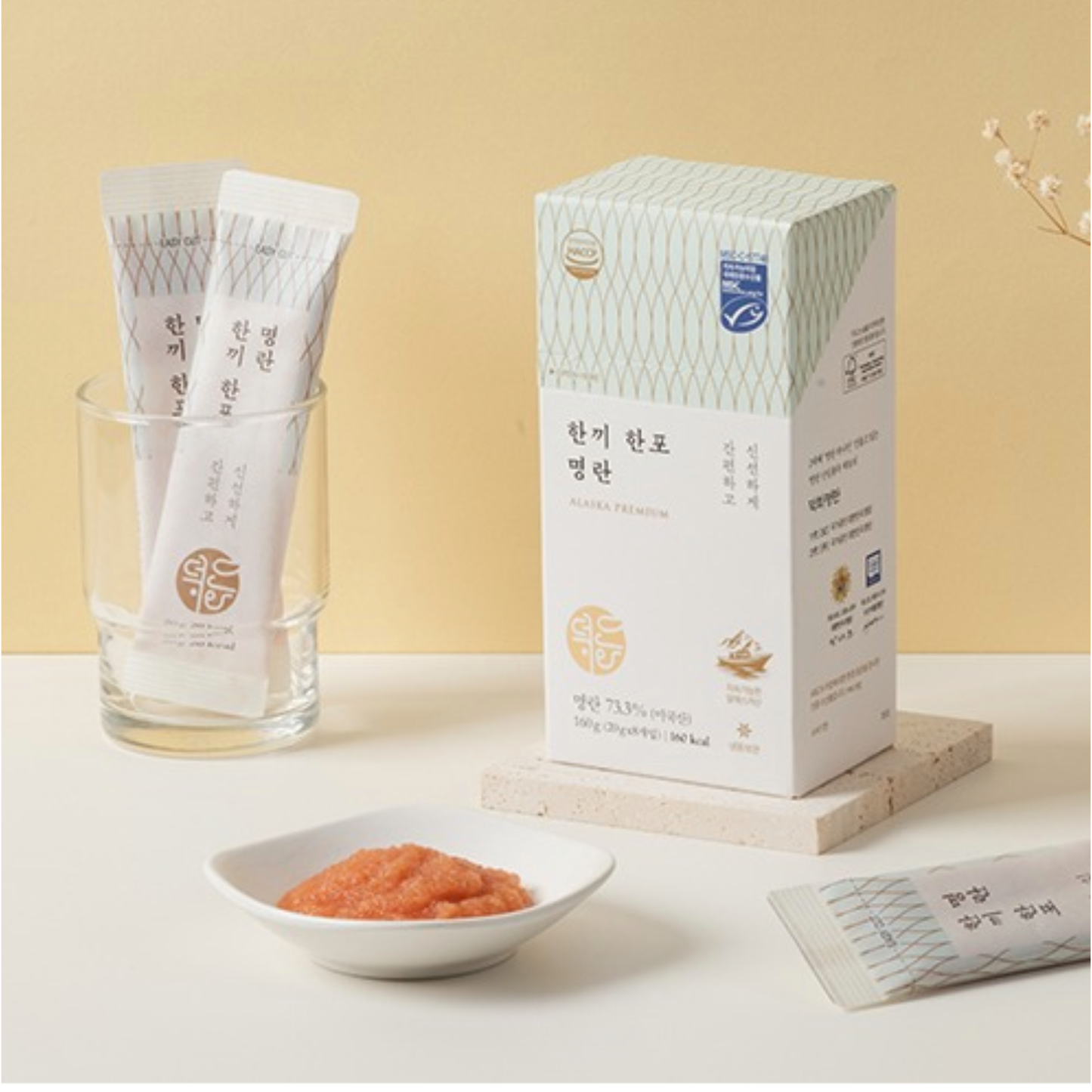 Deokhwa Alaska One-Meal Pollock Roe Sticks 덕화 알라스카 한끼한포 명란 160g 1pack ( 20g X 8ea)