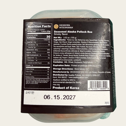 Deokhwa Pollack Roe(Smoky Flavor) 덕화 스모크향  명란 100g