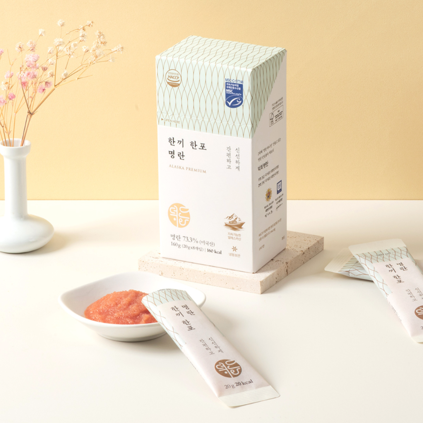 Deokhwa Alaska One-Meal Pollock Roe Sticks 덕화 알라스카 한끼한포 명란 160g 1pack ( 20g X 8ea)