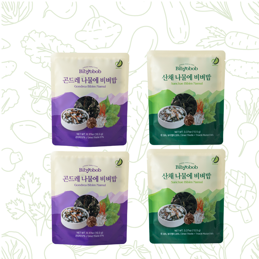 Damwoo Bibyeobap Herb Rice Mix 2-Flavor Variety Pack (4 Pouches) [담우] 비벼밥 2종 세트 4개