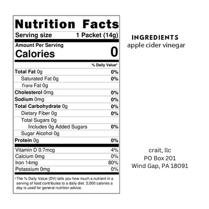 Single-Serve Apple Cider Vinegar Packets with the Mother – 25 Pack, 1 Tbsp Each