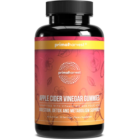 Primal Harvest Sugar-Free Apple Cider Vinegar Gummies – 750 mg, 60 Count
