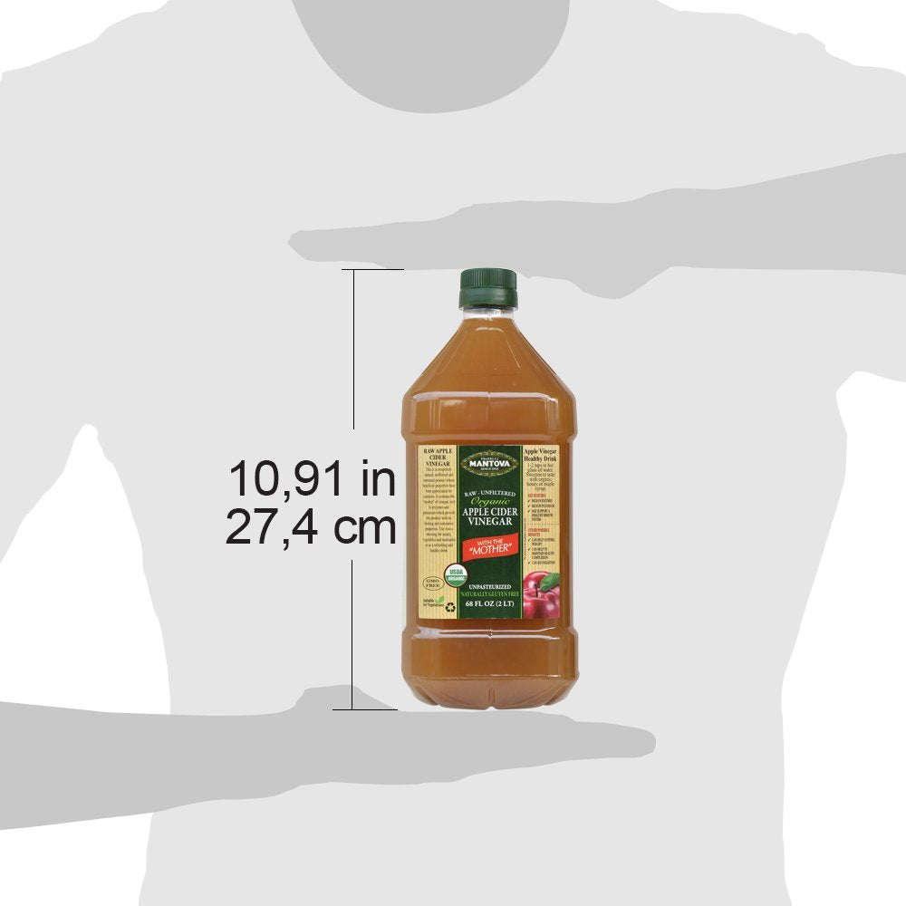 Mantova Organic Apple Cider Vinegar with the Mother – Raw & Unfiltered, 68 fl oz