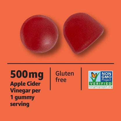 Amazon Basics Apple Cider Vinegar Gummies with Vitamin B12 – 500 mg, 60 Count