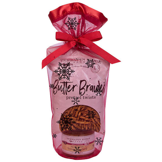 Holiday Grab and Go Giftset with Raspberry Honey Mustard Pretzel Dip and Braided Pretzel Twists - MEALTONES