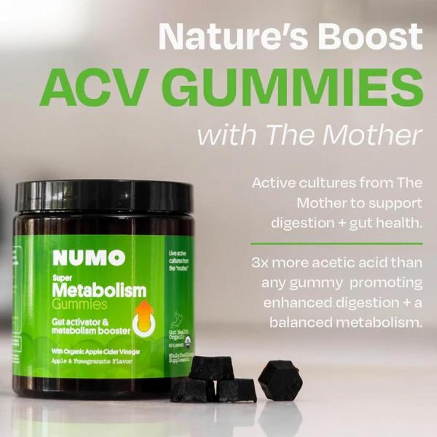 Numo Apple Cider Vinegar Gummies with the Mother & Probiotics
