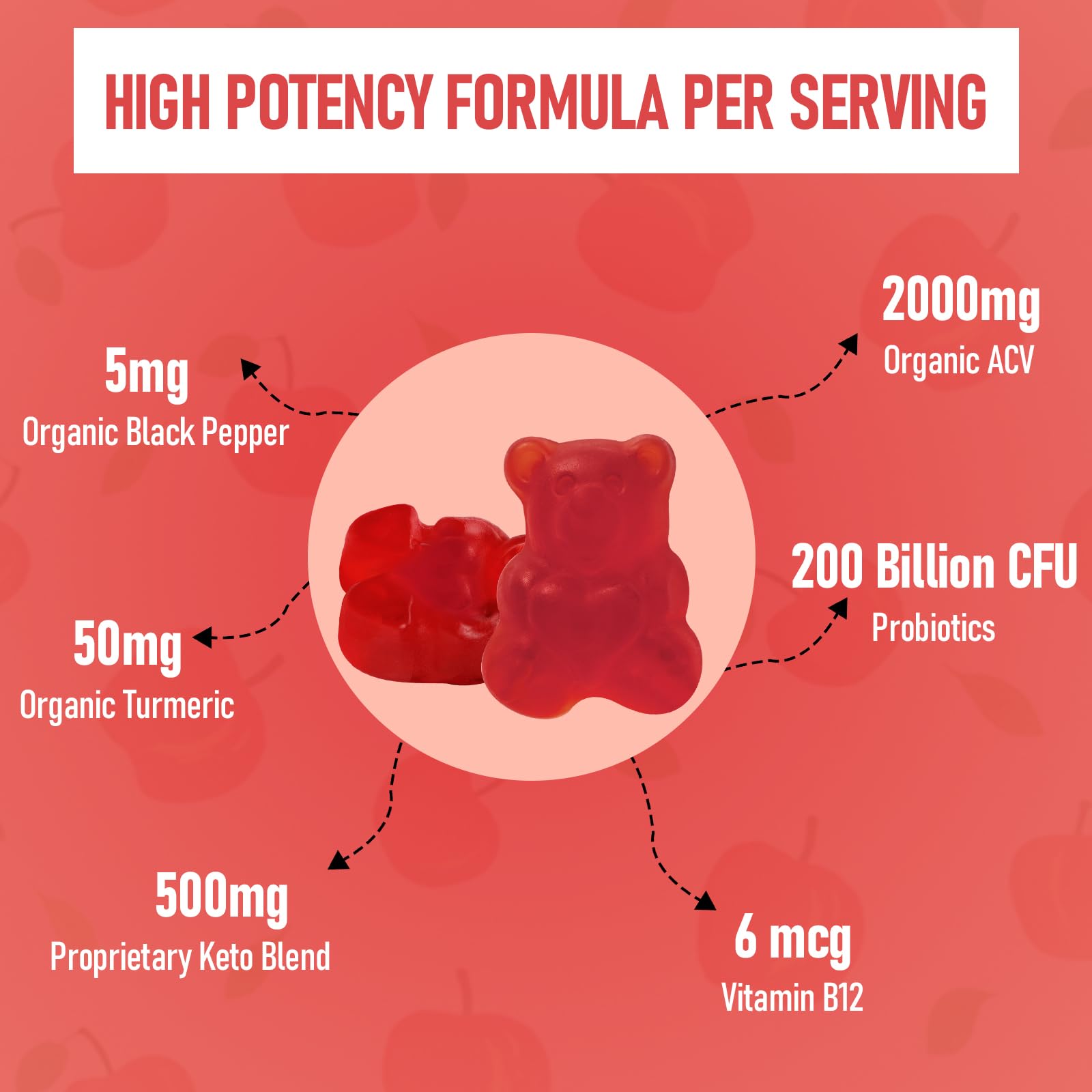 Bestwekk Maximum-Strength Apple Cider Vinegar Gummies with Probiotics & B12 – 2,000 mg, 120 Count - MEALTONES
