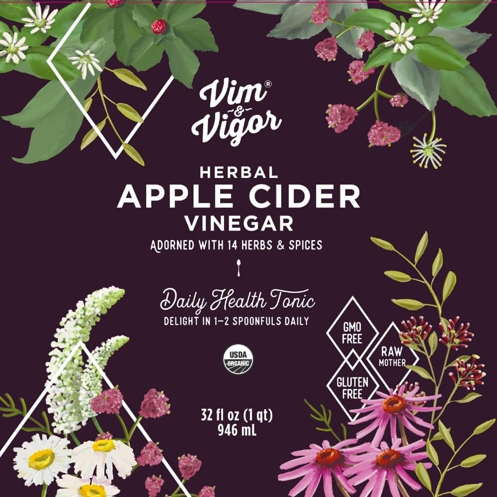 Vim & Vigor Organic Apple Cider Vinegar Herbal Tonic – 32 oz