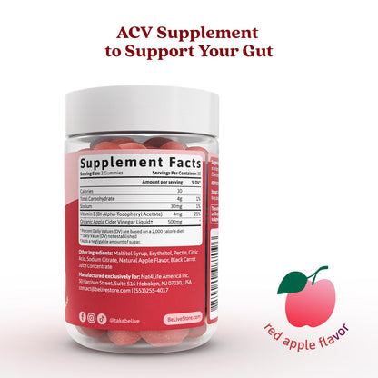 BeLive Sugar-Free Apple Cider Vinegar Gummies – 120 Count