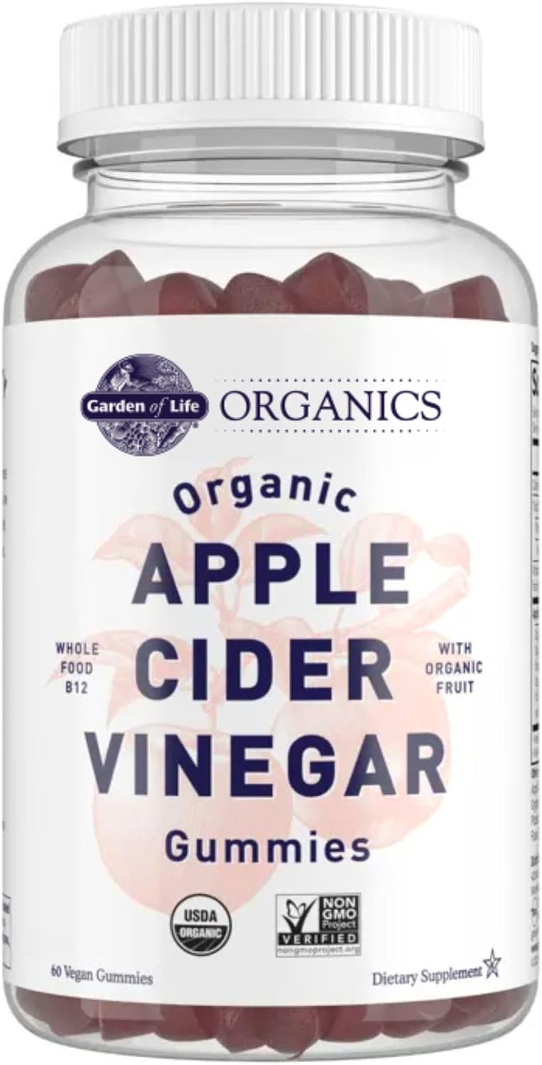 Garden of Life Organics Apple Cider Vinegar Gummies with Vitamin B12 – 500 mg, 60 Count