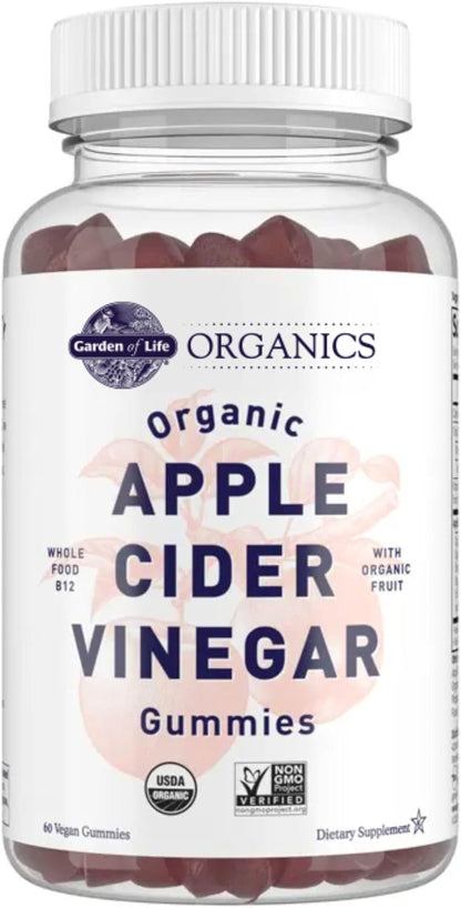Garden of Life Organics Apple Cider Vinegar Gummies with Vitamin B12 – 500 mg, 60 Count