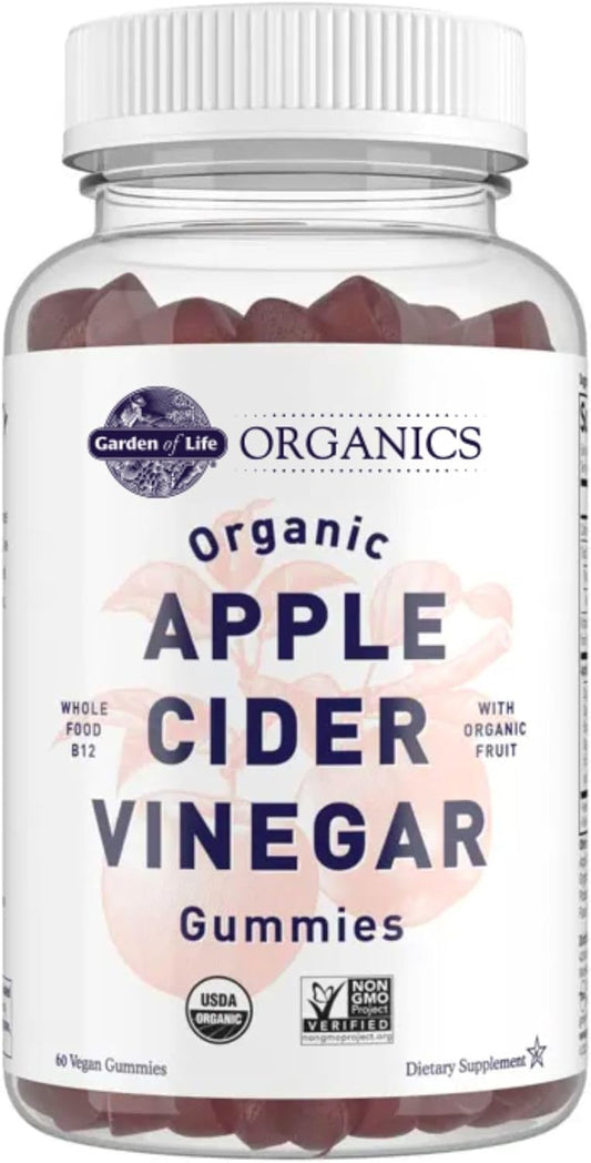 Garden of Life Organics Apple Cider Vinegar Gummies with Vitamin B12 – 500 mg, 60 Count