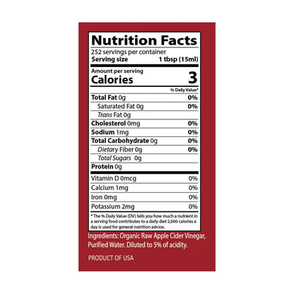 Kevala Organic Raw Apple Cider Vinegar with the Mother – 1 Gallon - MEALTONES
