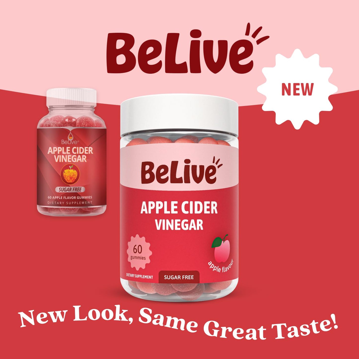 BeLive Sugar-Free Apple Cider Vinegar Gummies – 120 Count