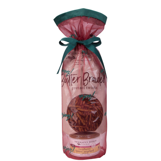Holiday Grab and Go Giftset with Raspberry Honey Mustard and Braided Pretzel Twists - MEALTONES