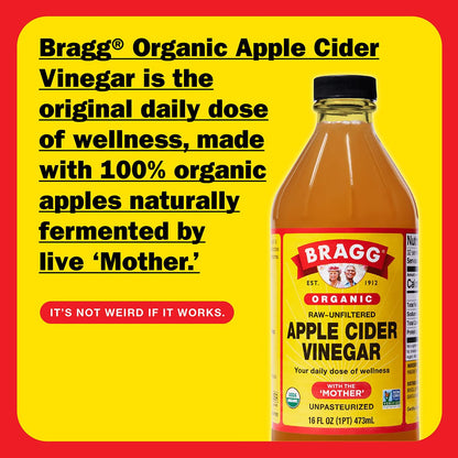 Bragg Organic Raw Apple Cider Vinegar with the Mother – 16 oz, 2-Pack