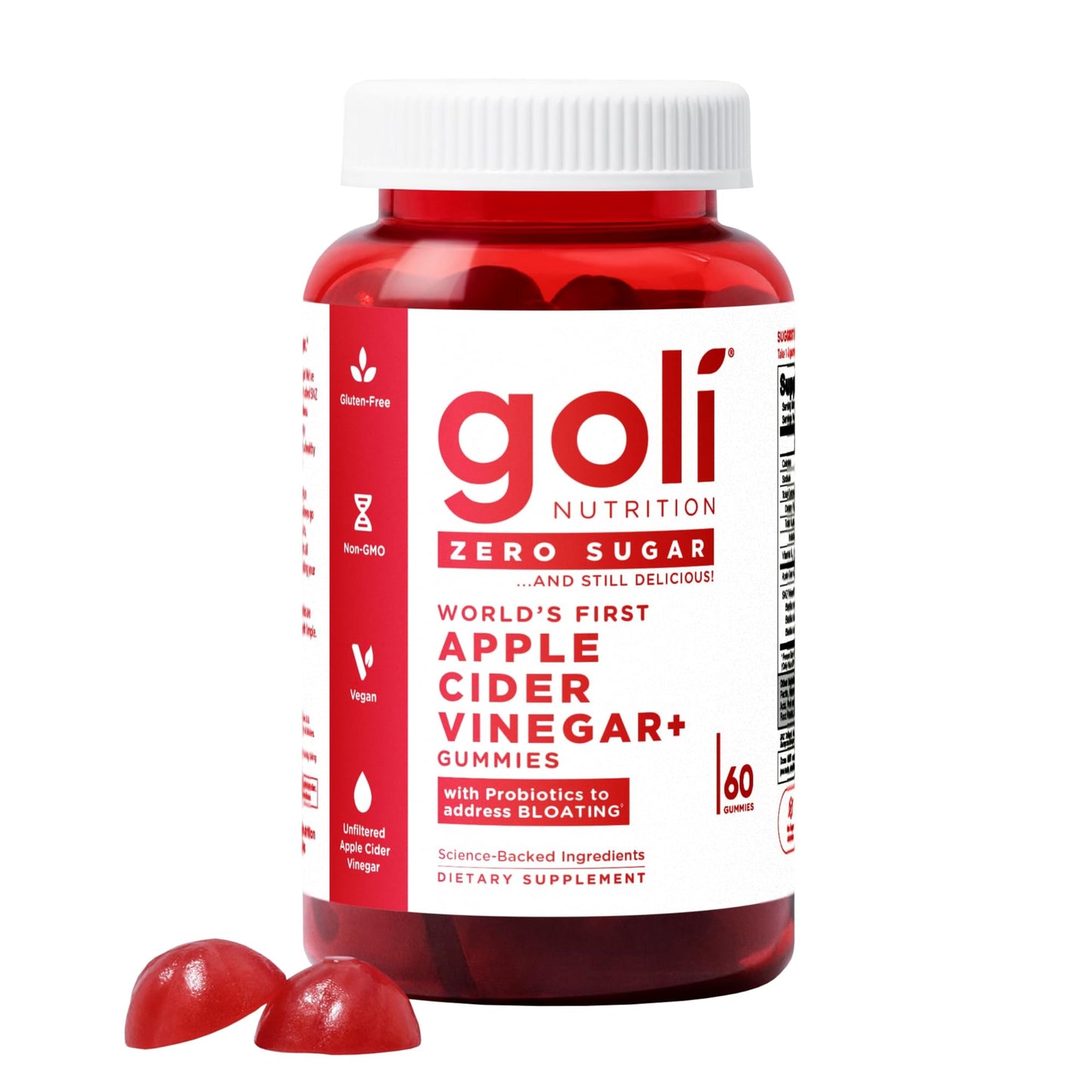 Goli Zero Sugar Apple Cider Vinegar Gummies with Probiotics & Vitamin B12