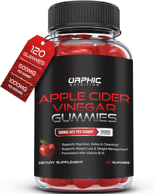 Orphic Nutrition Apple Cider Vinegar Gummies with the Mother – 1,000 mg, 120 Count