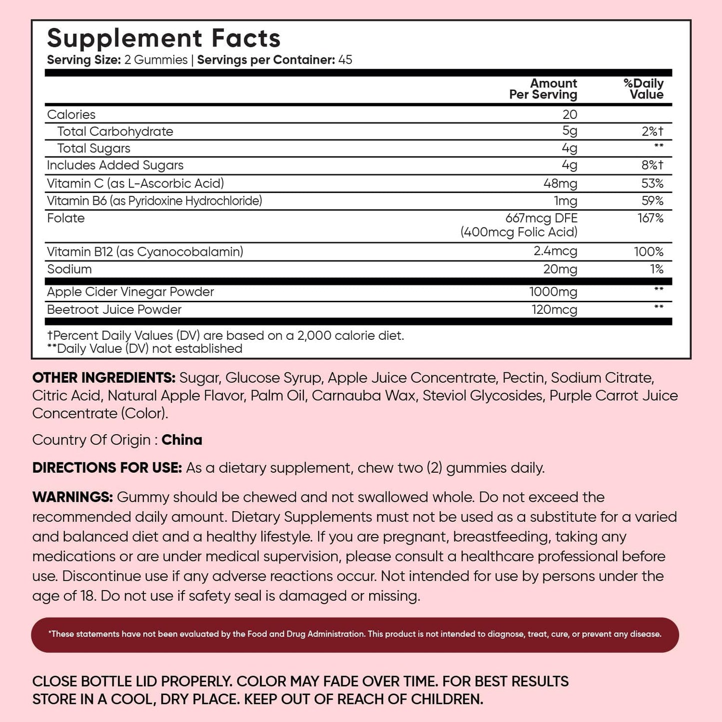 WeightWorld Apple Cider Vinegar Gummies with the Mother – 1000 mg, 90 Count