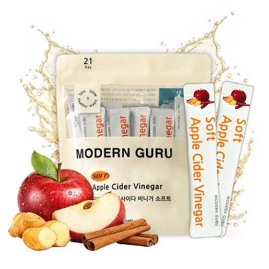Modern Guru Apple Cider Vinegar Drink Sticks with Ginger & Cinnamon – 21 Count