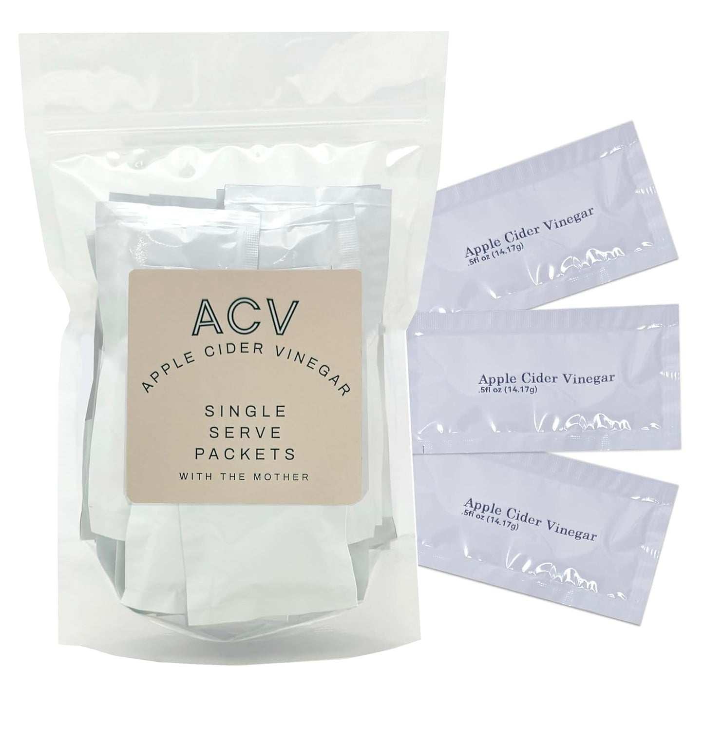 Single-Serve Apple Cider Vinegar Packets with the Mother – 25 Pack, 1 Tbsp Each