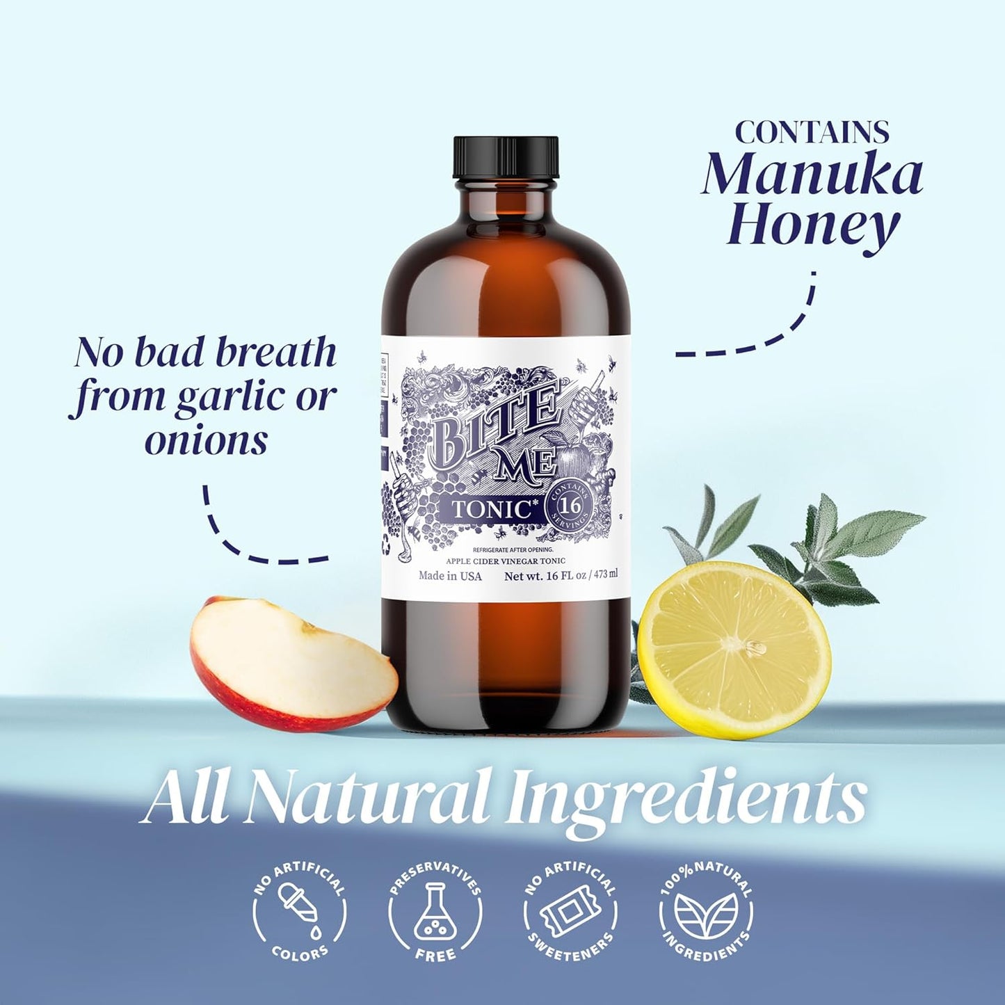 Bite Me Tonic Apple Cider Vinegar with Manuka Honey – 16 fl oz