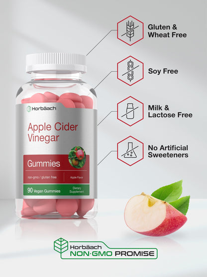 Horbäach Apple Cider Vinegar Gummies – Apple Flavor, 400 mg, 90 Count