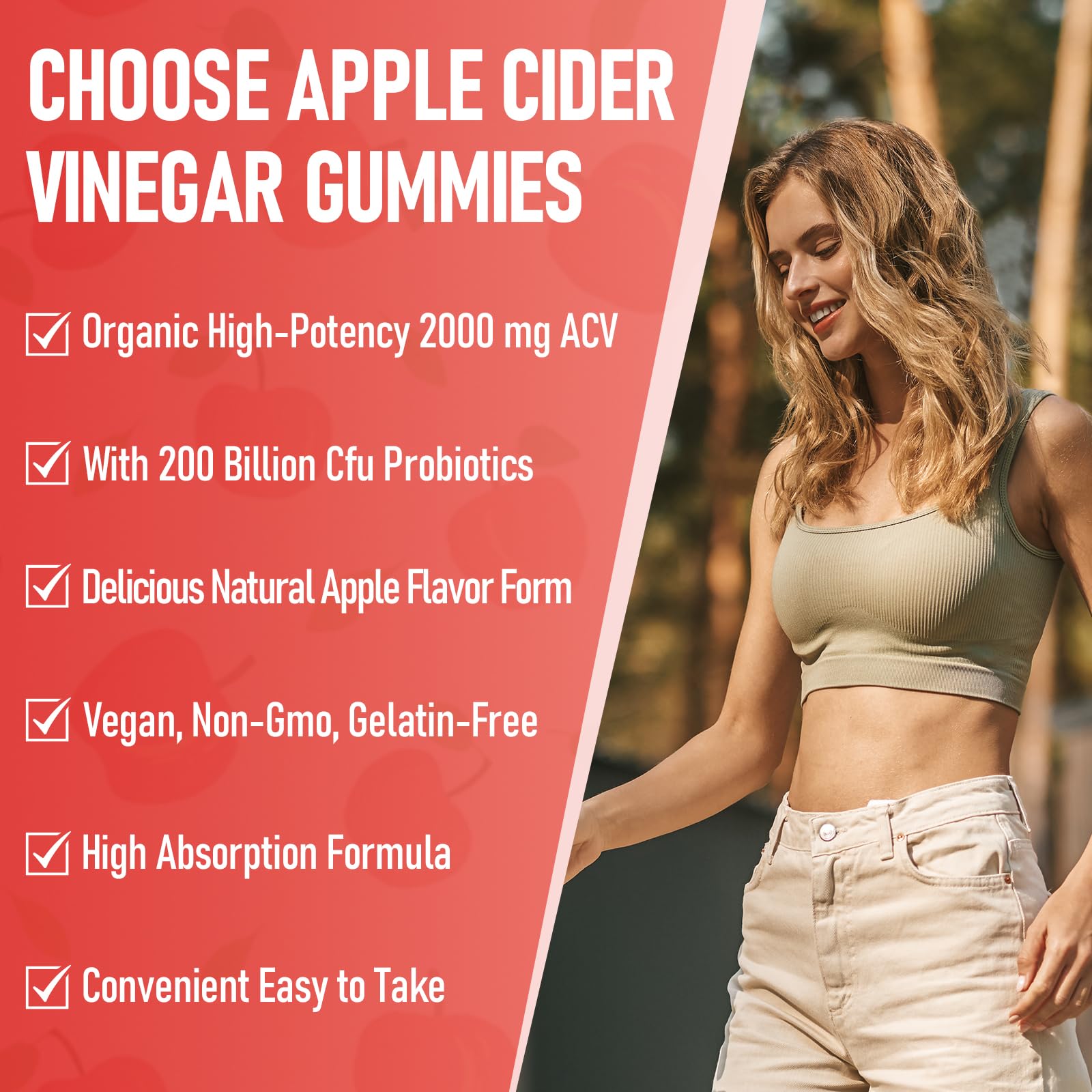 Bestwekk Maximum-Strength Apple Cider Vinegar Gummies with Probiotics & B12 – 2,000 mg, 120 Count - MEALTONES