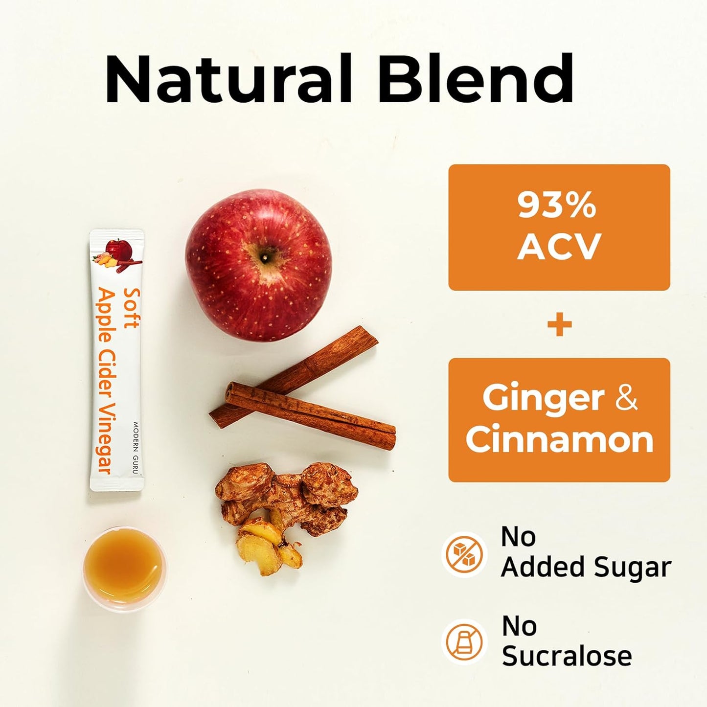 Modern Guru Apple Cider Vinegar Drink Sticks with Ginger & Cinnamon – 21 Count - MEALTONES