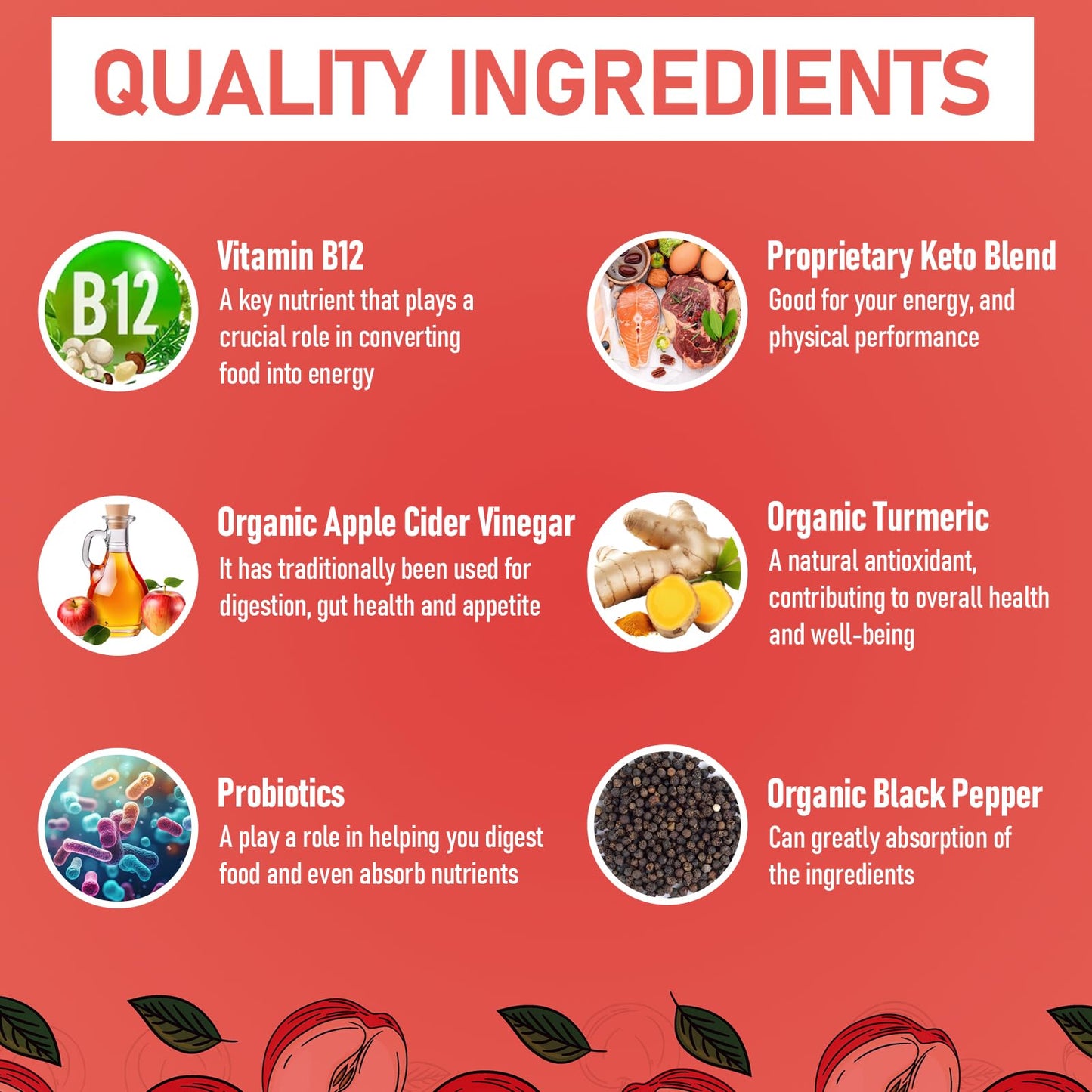Bestwekk Maximum-Strength Apple Cider Vinegar Gummies with Probiotics & B12 – 2,000 mg, 120 Count - MEALTONES