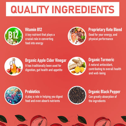 Bestwekk Maximum-Strength Apple Cider Vinegar Gummies with Probiotics & B12 – 2,000 mg, 120 Count - MEALTONES