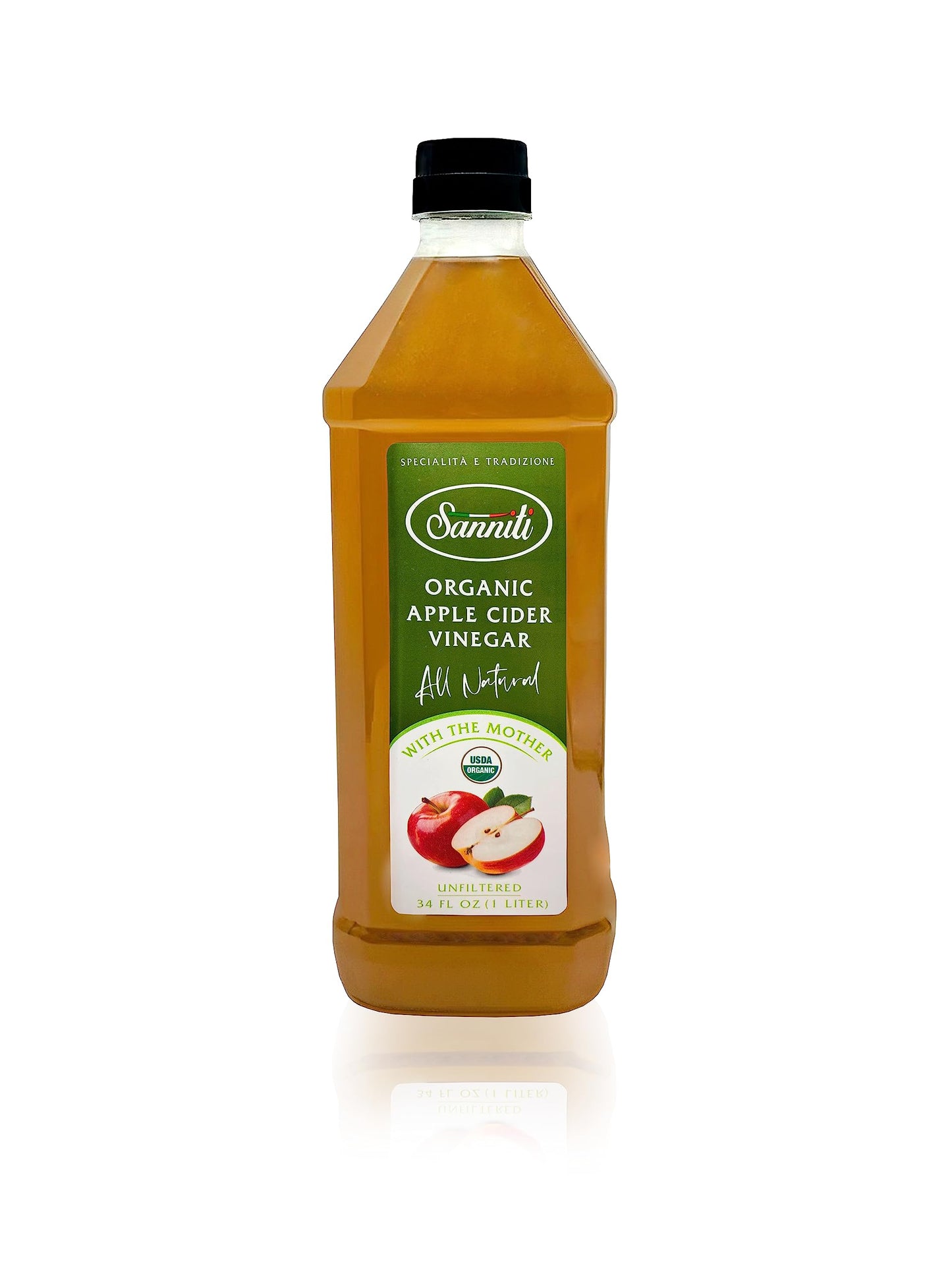 Sanniti Organic Apple Cider Vinegar with the Mother – Raw & Unfiltered, 34 fl oz