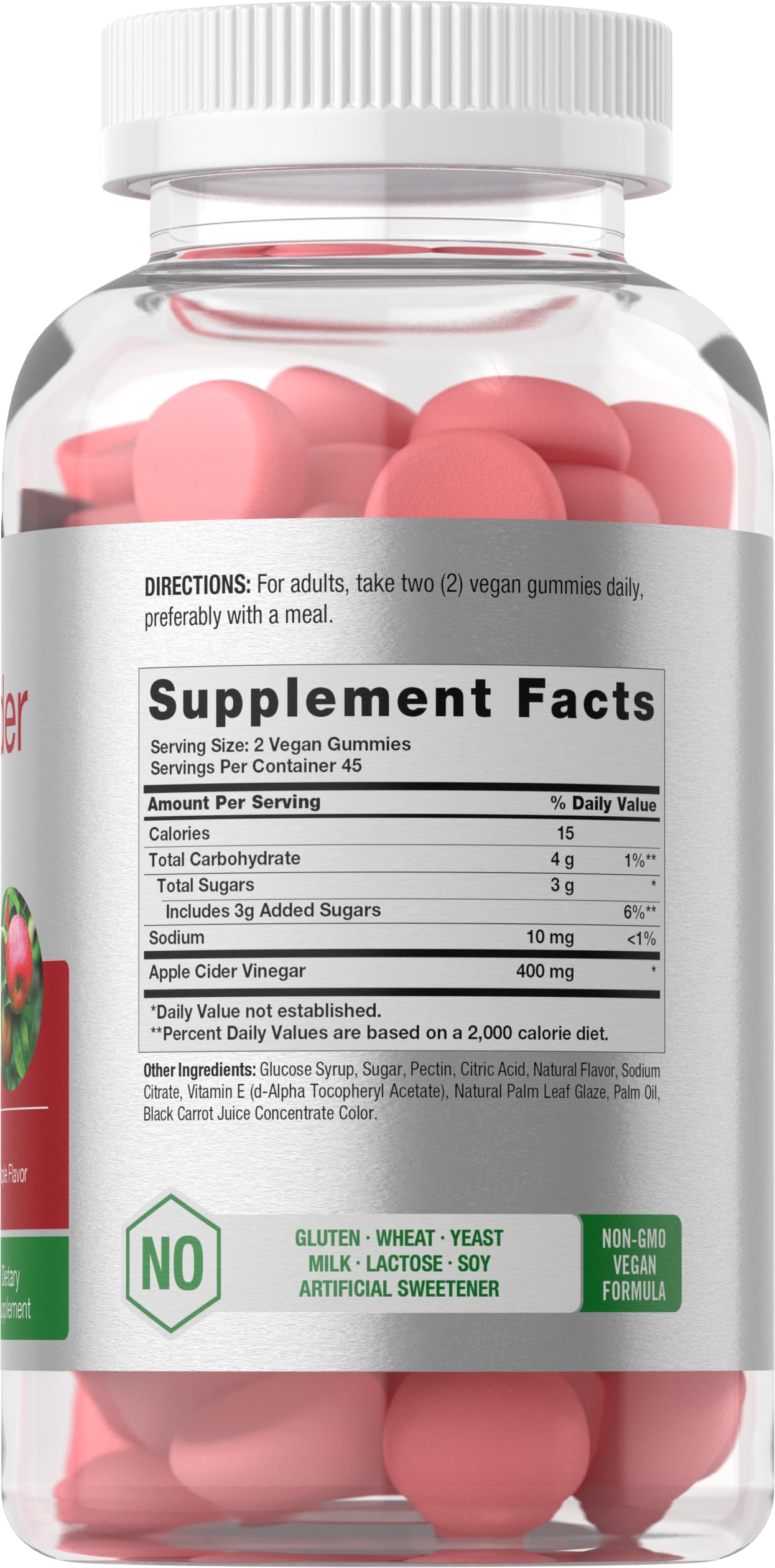 Horbäach Apple Cider Vinegar Gummies – Apple Flavor, 400 mg, 90 Count