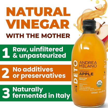 Andrea Milano Organic Apple Cider Vinegar with the Mother – 16.9 oz