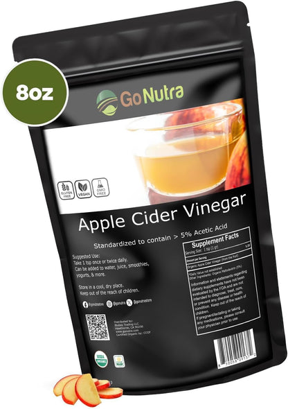 Go Nutra Organic Apple Cider Vinegar Powder – 5% Acetic Acid, 8 oz
