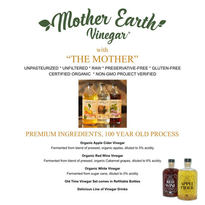 Mother Earth Organic Apple Cider Vinegar with the Mother – Raw & Unfiltered, 64 fl oz - MEALTONES
