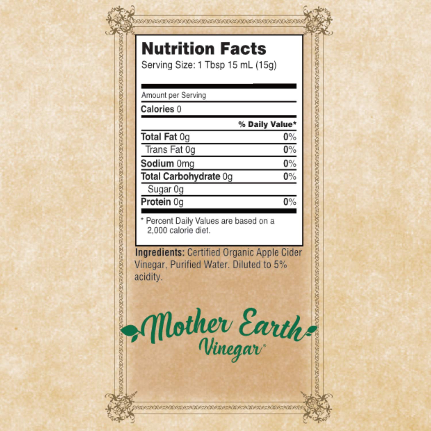 Mother Earth Organic Apple Cider Vinegar with the Mother – Raw & Unfiltered, 64 fl oz - MEALTONES