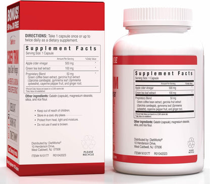 DietWorks Cider Trim Apple Cider Vinegar Capsules – 120 Count - MEALTONES