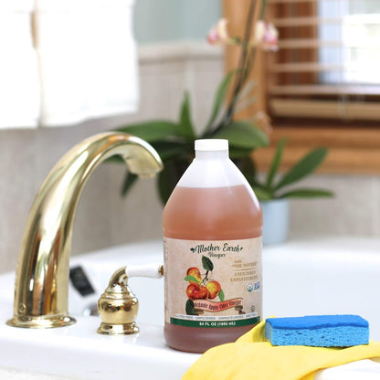 Mother Earth Organic Apple Cider Vinegar with the Mother – Raw & Unfiltered, 64 fl oz - MEALTONES