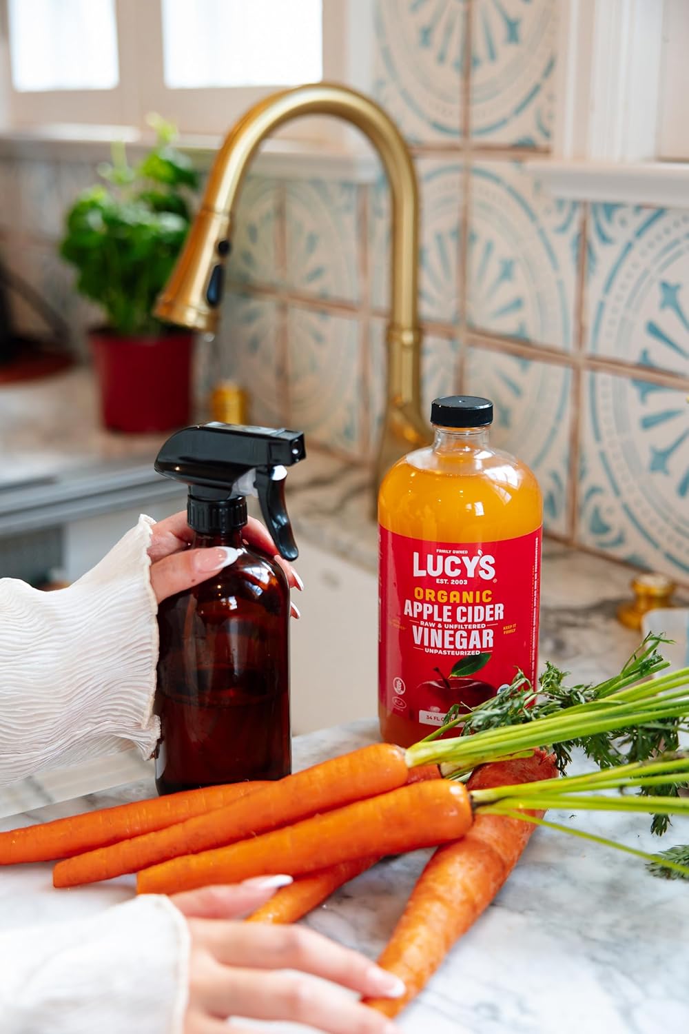 Lucy’s Organic Raw Apple Cider Vinegar with the Mother – Unfiltered, Non-GMO, 34 oz Glass Bottle