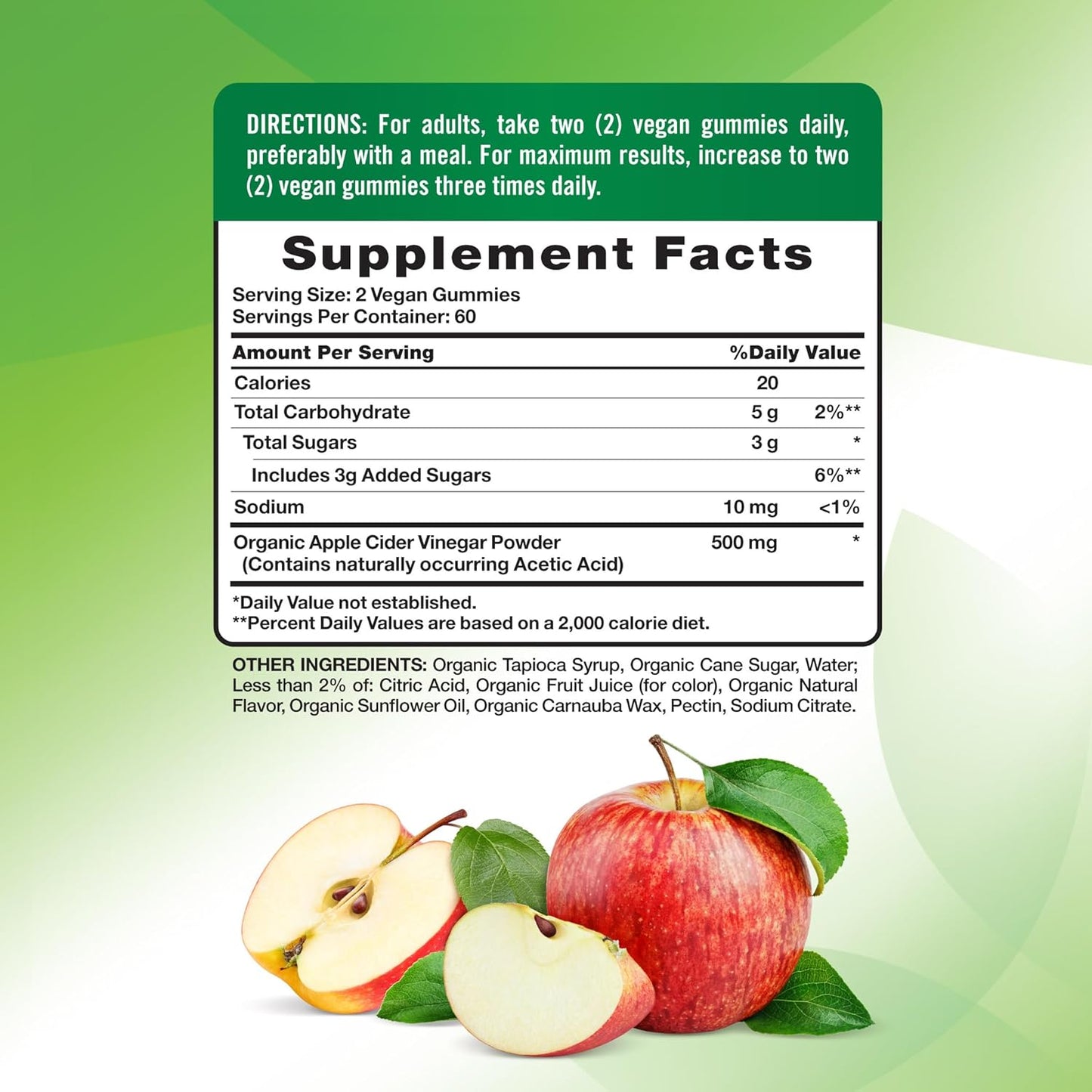 Nature’s Truth Organic Apple Cider Vinegar Gummies – Apple Flavor, Vegan, 120 Count